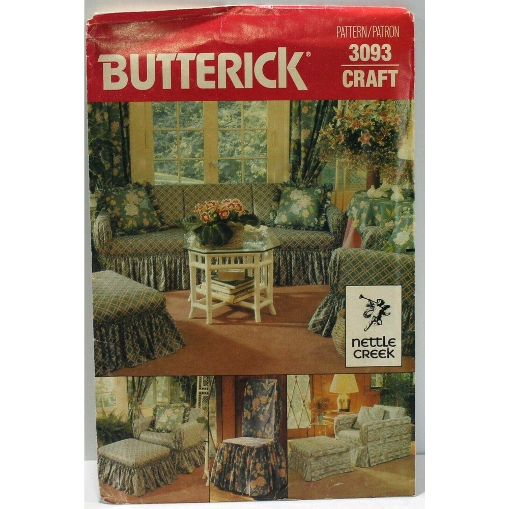 Butterick Sewing Pattern 3093 Wrap and Tie Furniture Covers